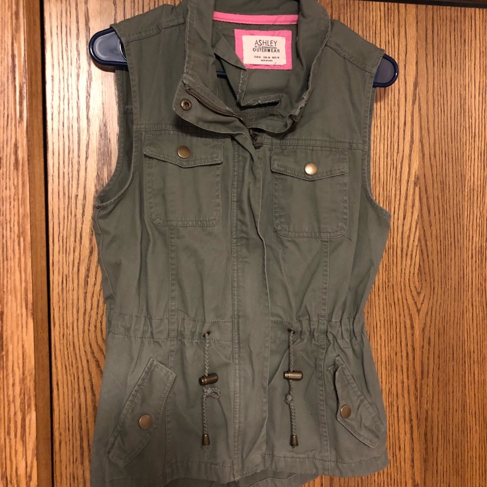 Army Green zip up vest